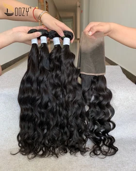 

Doozy Hair Peruvian Hair Natural Wave 4 Bundles With Frontal Human Virgin Hair