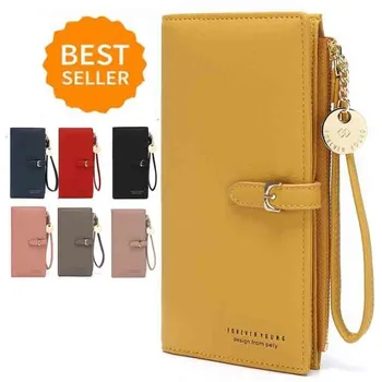 

2019 Women's Wallet Fashion Solid Color Mobile Phone Bag Long Zipper Large-capacity Hand Bag
