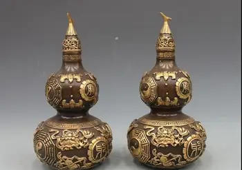 

Royal Pure Bronze 24K Gold Eight Diagrams 8 treasures Fengshui Gourd cucurbit