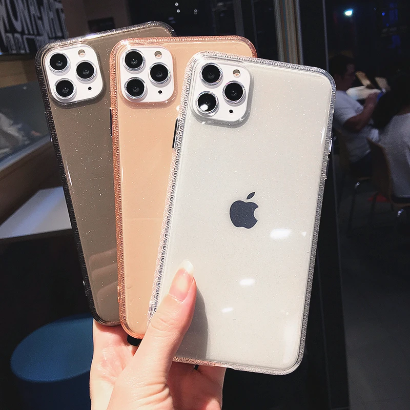 Блестящий противоударный чехол для телефона iPhone 11 11Pro Max XR X XS Max 8 7 6 6S Plus, мягкий прозрачный чехол из ТПУ