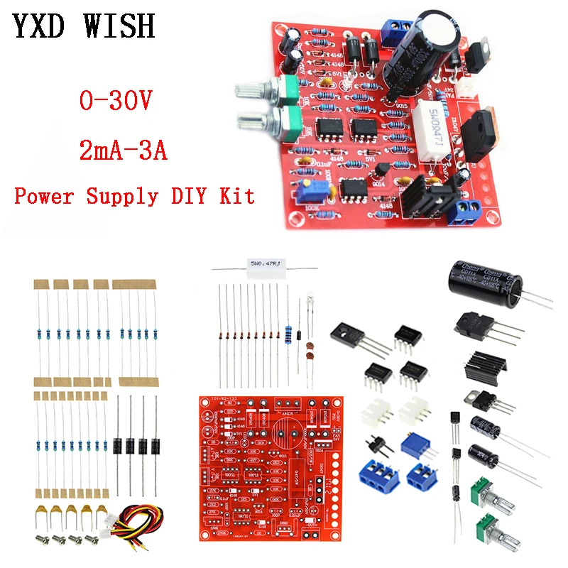 0-30 в 2mA-3A постоянного напряжения Регулируемый источник питания DIY комплект непрерывный регулируемый ток ограничительная защита для лаборатории образования