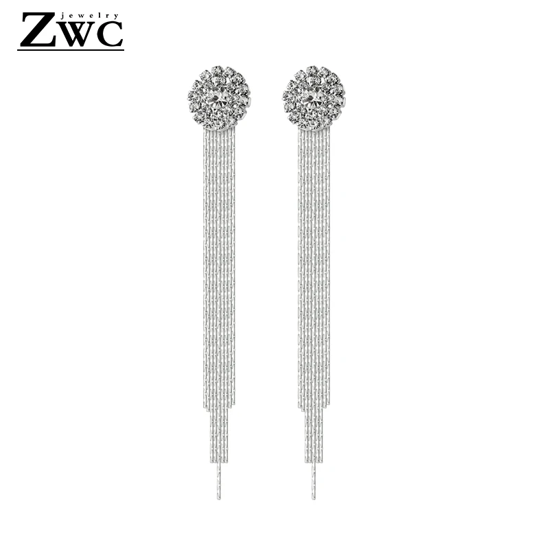 ZWC модные корейские Кристальные Висячие серьги для женщин, вечерние серьги с подвеской, ювелирные изделия, подарки