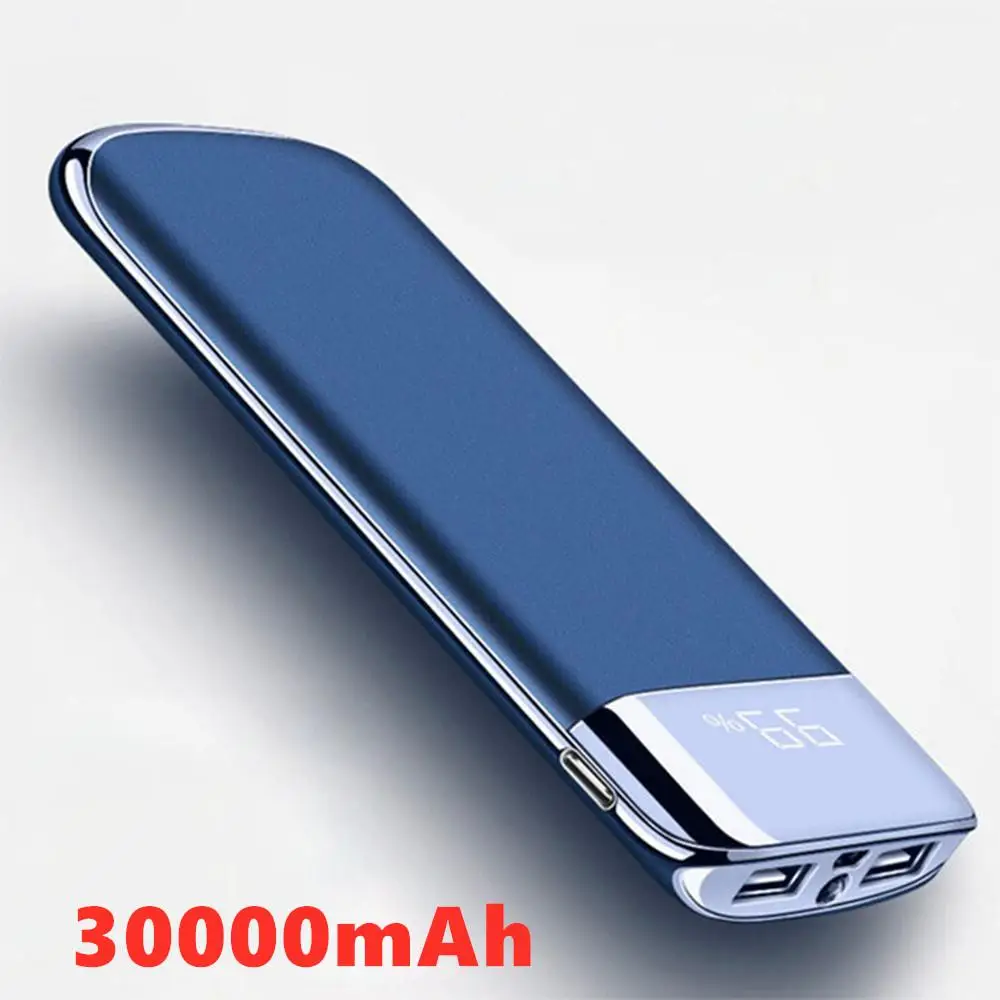 

2018 30000mah Power Bank External Battery PoverBank LED Powerbank Portable 2 USB Mobile phone Charger for Xiaomi MI iphone X
