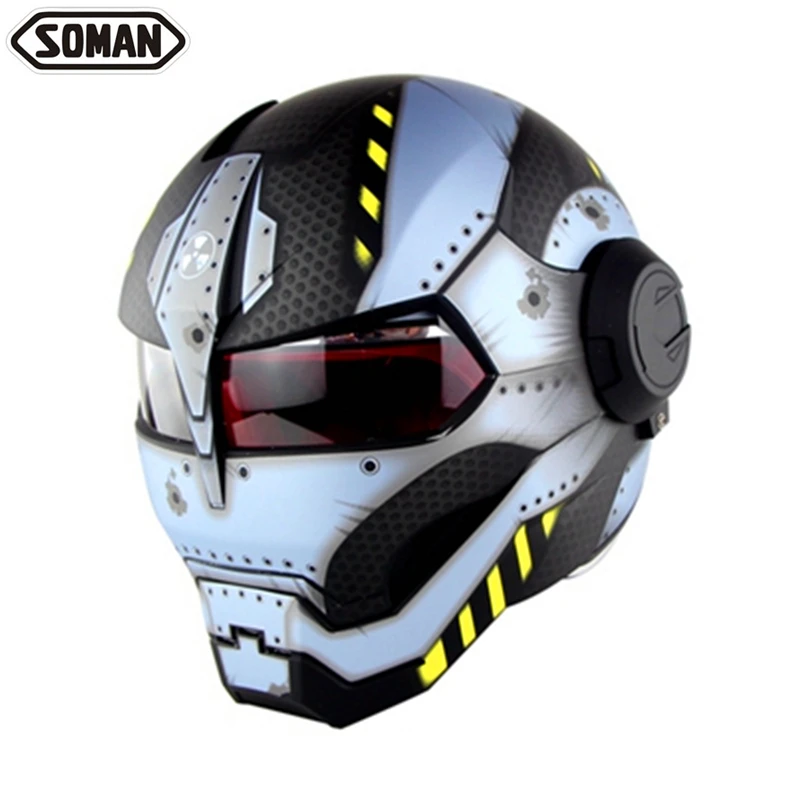 Soman casque de Moto classique, masque Iron Man, Design Robot, intégral, rétro, compatible Dot, SM 515 | AliExpress