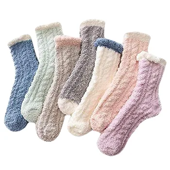 

7 Pairs Women Plush Socks Female Patchwork Cotton Socks Cute Women's Winter Socks Thick Warm Sleeping Floor Sleep Sock Носки