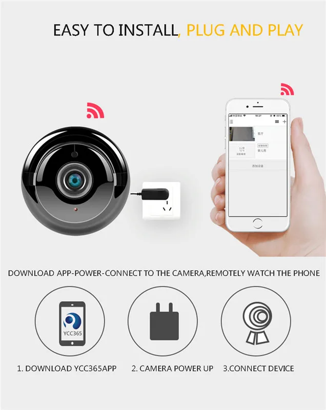 CARPRIE HD 720P веб-камера Видеокамера 3,6 мм угол wifi беспроводной ночного видения обнаружения Поддержка 32 ГБ Micro TF