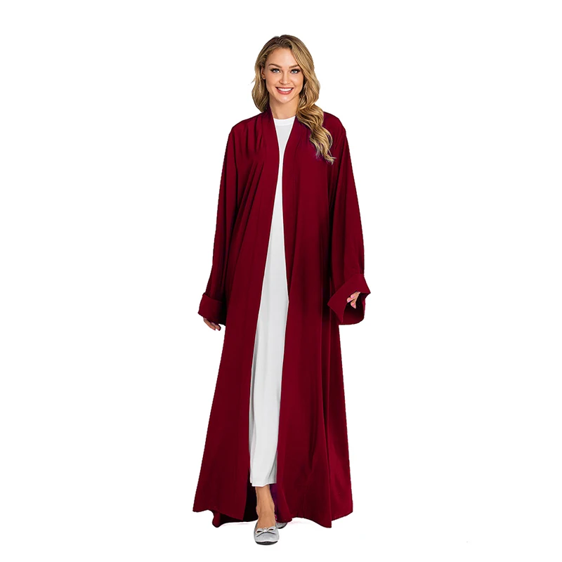 Однотонное открытое кимоно абайя турецкий хиджаб мусульманское платье Caftan Дубай ислам одежда Абая для женщин марокканский кафтан
