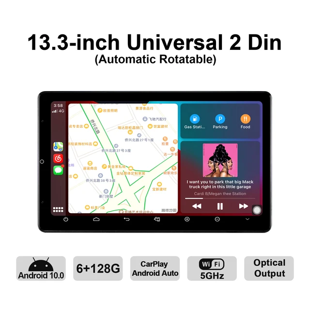 $540.23 Car Radio player 13.3 inch IPS multimedia video GPS RDS player universal 6GB RAM+128GB ROM 1920*1080 2 din support 4G IPS WIFI