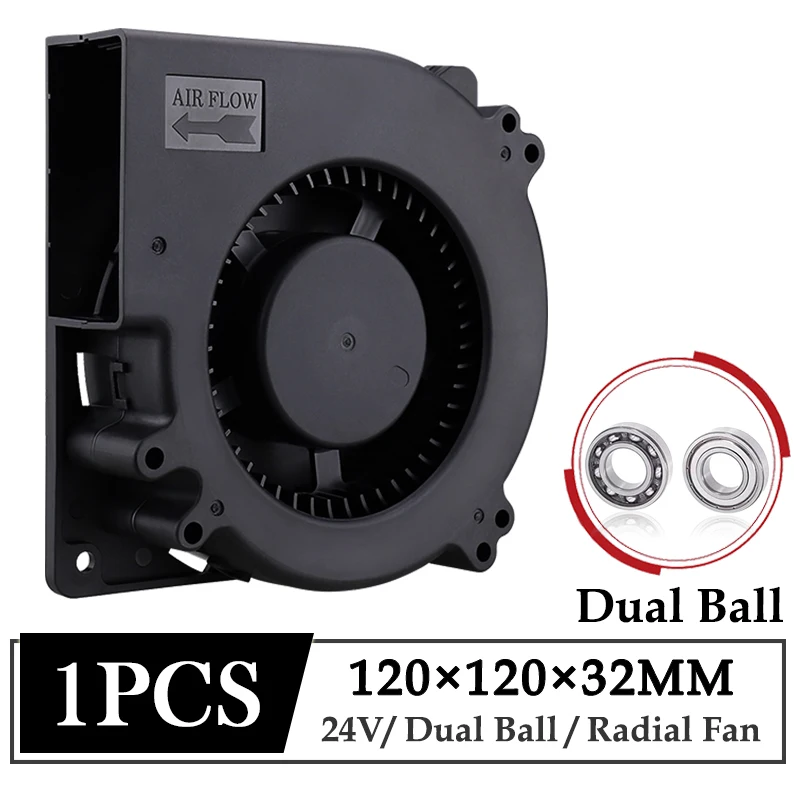 Gdstime-ventilador Portátil para Computador Ventilador de 24v 120x120x32 mm 120 mm Bola Dupla Industrial Ventilador 12032 12cm Ventilador de Resfriamento Radial