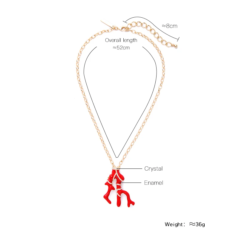 BALANBIU Кристалл Эмаль Глазурь красная Коралловая Подвеска Ожерелье для женщин подарок золотой цвет длинная цепь Новая мода ювелирные изделия оптом