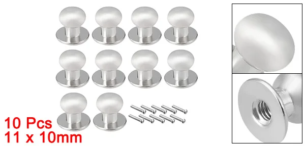 uxcell 5/10/12/20/24pcs Round Knobs Pull Handles Gift Jewelry Box Single Hole Bronze/Sliver/Gold with Screws - Цвет: Silver 10x11mm 10pcs