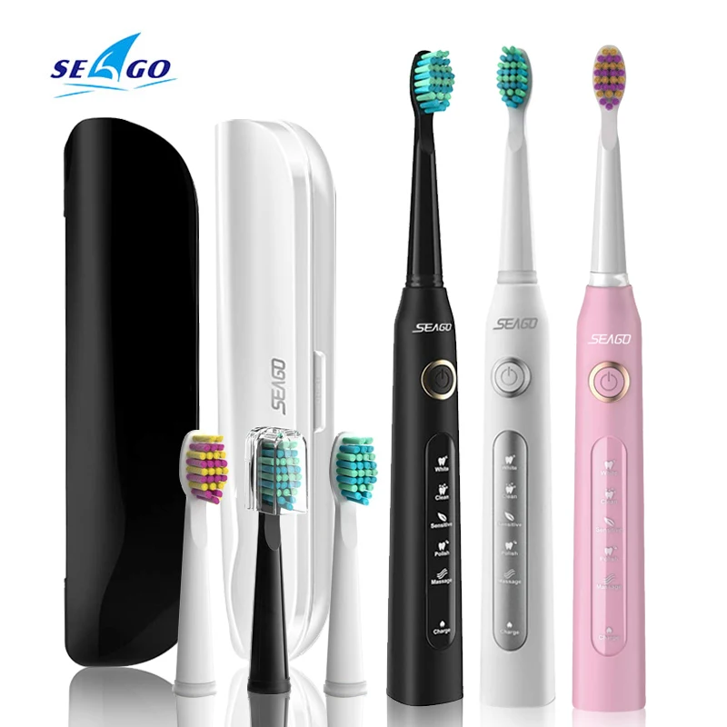 Sonic Electric Toothbrush with Brush Heads Refills Adult USB Rechargeable Power Tooth Brush Traveling Waterproof Teeth Whitening