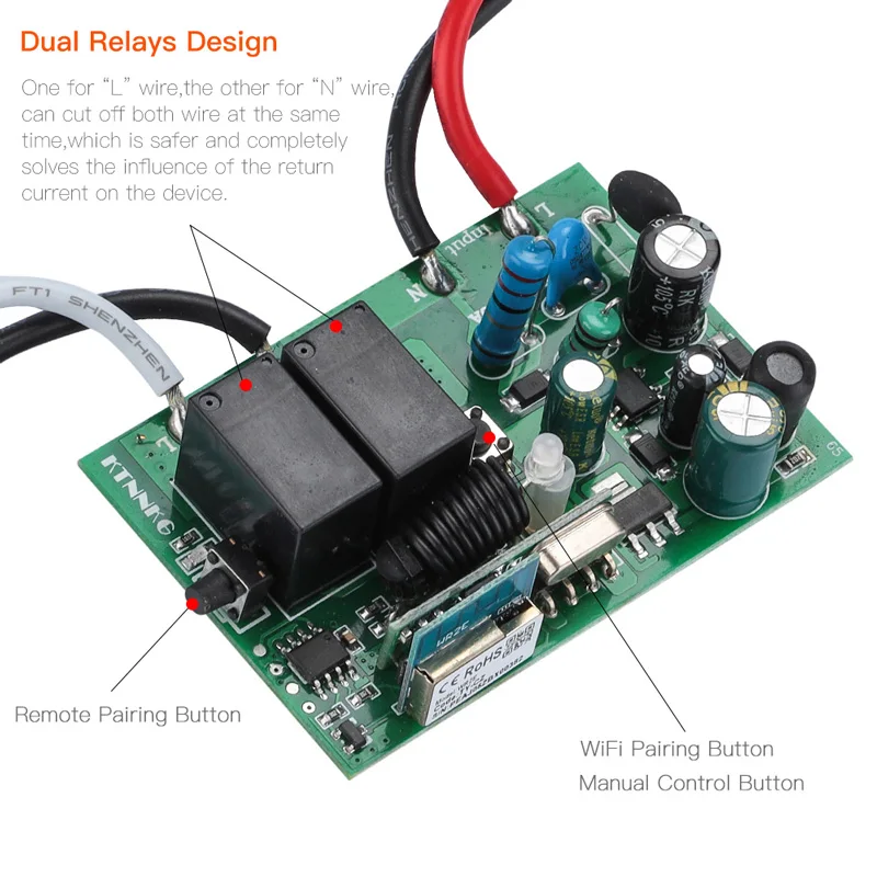 KTNNKG 433 МГц AC90-250V приложение Smart Life Управление WI-FI переключатель W/пульт дистанционного управления+ инструкция Управление Беспроводной приемника радиорелейной для светодиодный и светильник