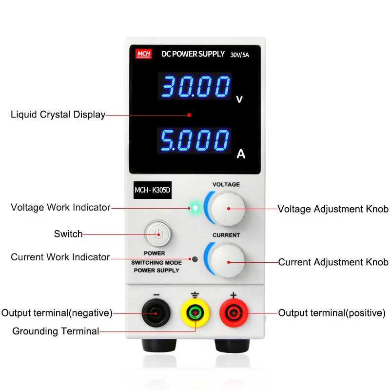 MCH K305D лабораторный блок питания высокой точности 4 цифры дисплей 30V 5A Рождественское дерево светодиодные фонари с блоком питания постоянного тока для питания 110V 220V