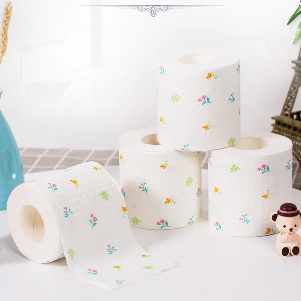 

9PCS Household Toilet Paper Roll Small Fresh Printed Roll Paper Environmental Protection Pure Wood Pulp 6 Layers Thickened