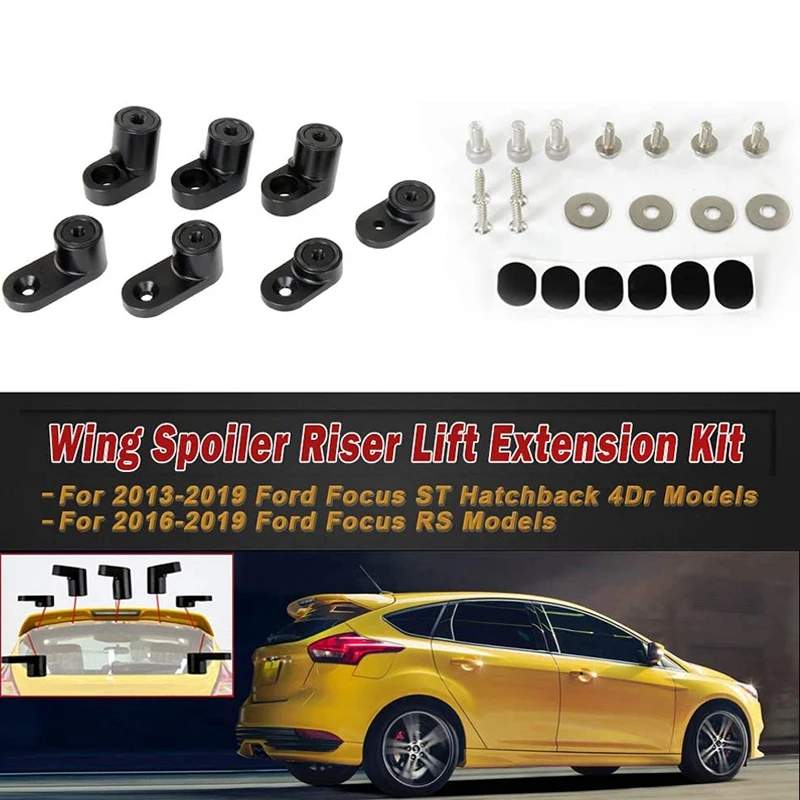 Car Rear Trunk Spoiler Wing Riser Lift Extension Kit Ford Focus ST Hatchback 4Dr 2013--RS 2016 -