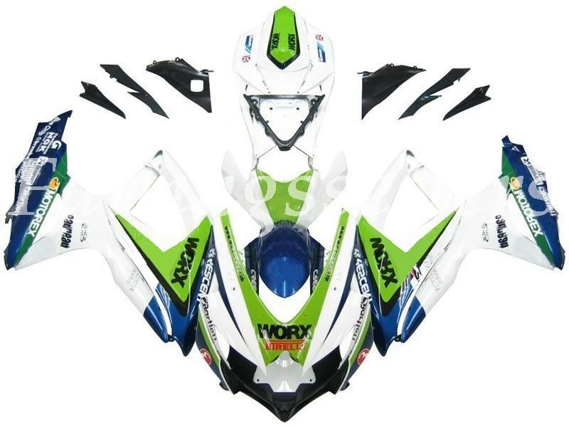 Литье под давлением ABS мотоцикл обтекатели комплект подходит для Suzuki GSXR 600-750 K8 2008 2009 2010 08 09 10 Обтекатели зеленый - Цвет: Green white blue