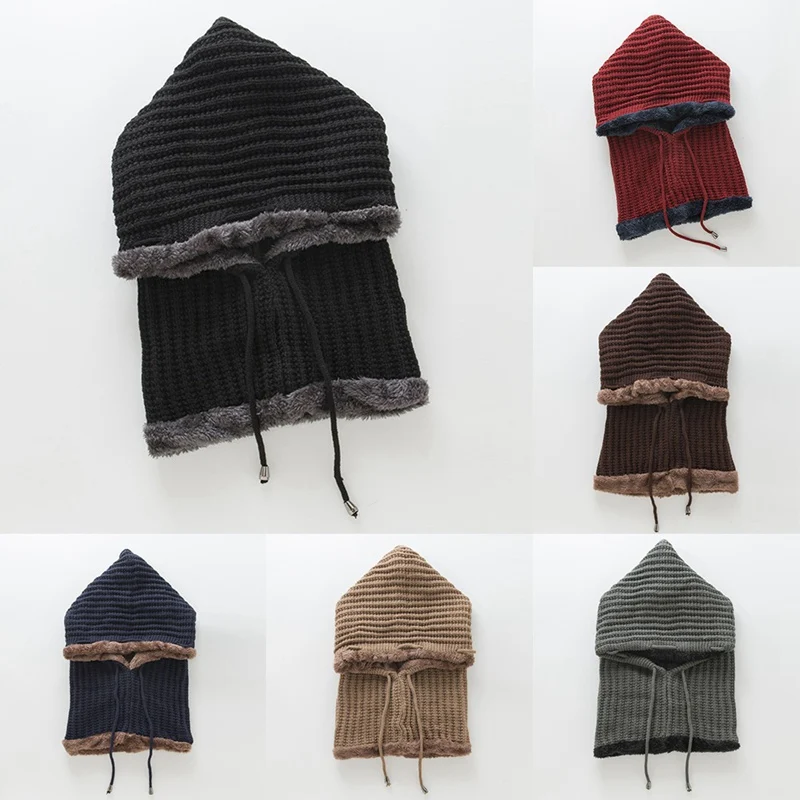 Женская вязаная шапочка-шарф, набор Skullies Beanies, Зимние головные уборы для мужчин и женщин, однотонная шапка, шапка