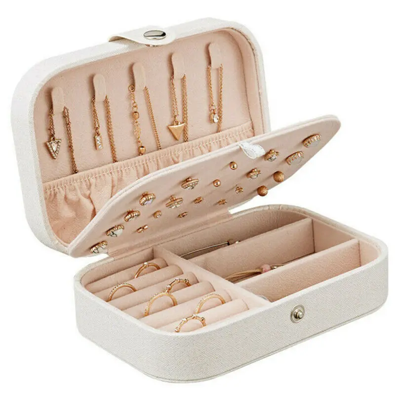 

US Travel Lady Jewelry Box Portable Storage Case Organizer Flannel Tray Holder for Earring Necklace Bracelet Ring Display Box