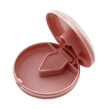 

Travel Portable Pill Cutter Case Plastic Round Solid Color Medicine Splitter