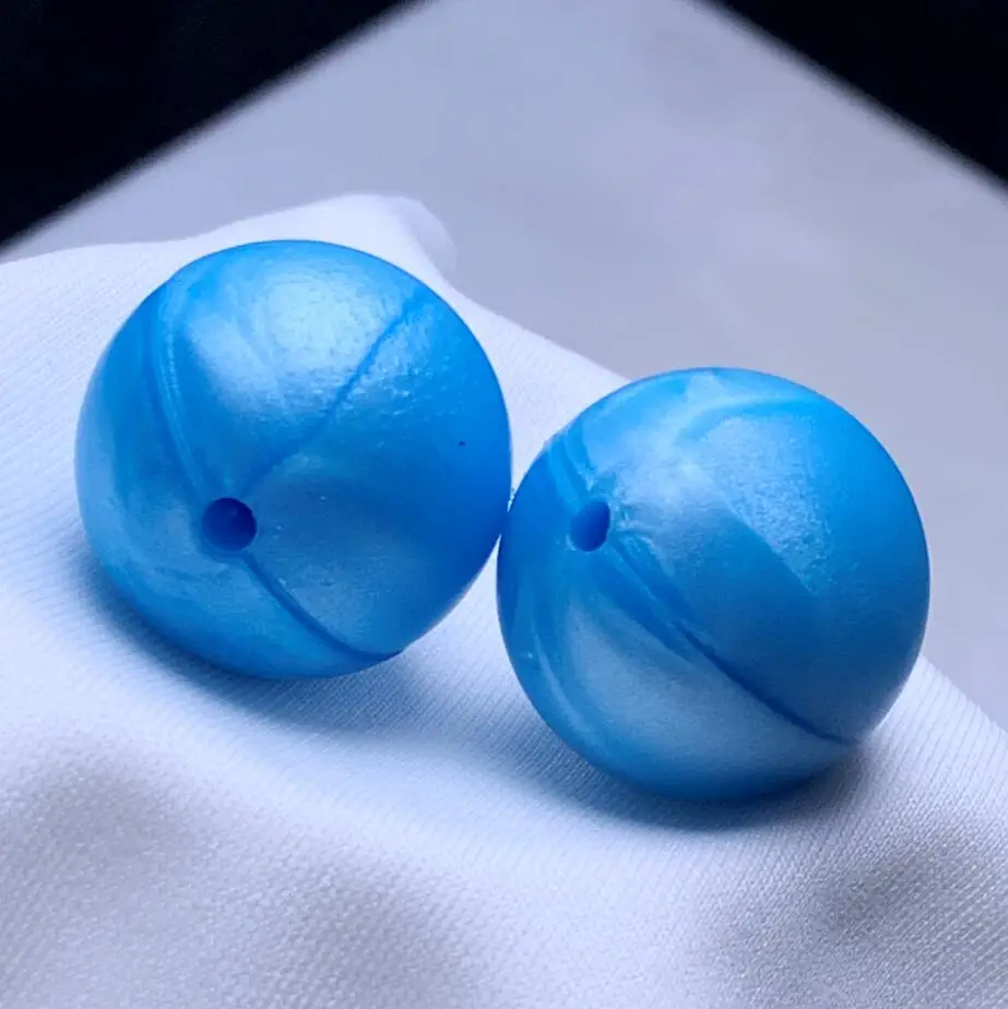 Силиконовые бусины круглая цветная Конфета 100 шт детский Прорезыватель 10-15 мм аксессуары силиконовые бусины кулон DIY Уход браслет бисер для детей - Цвет: pearl blue