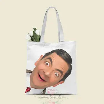 

mr bean rowan atkinson tote bag custom canvas tote bags for women for teacher Birthday Bags Gift Bag personalized gifts