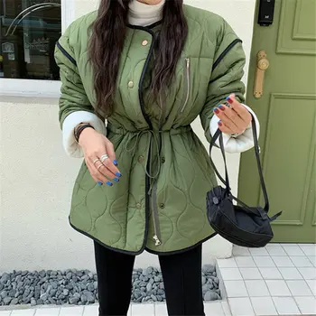 

Alien Kitty Fashion Cotton-Liner Outwear Loose Waist-Controlled Thicken Oversize Cute Casual All-Match Sweet Women Warm Coat