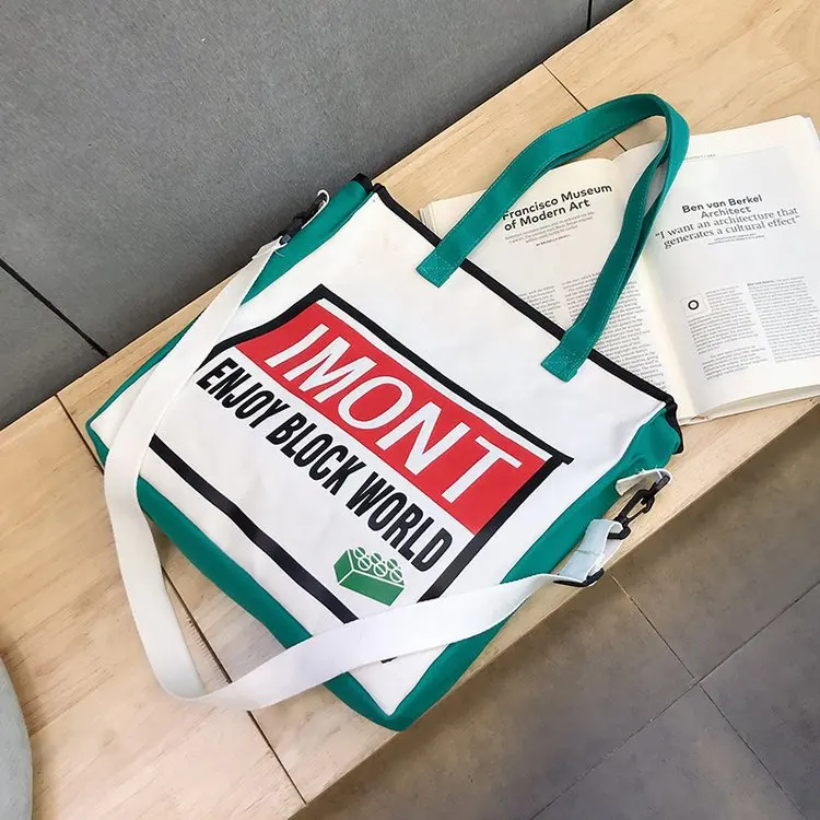 

2019 New Style Korean-style INS Trendy Letters Canvas Bag Women's Trend Cool Handbag Students Shoulder Canvas Bag