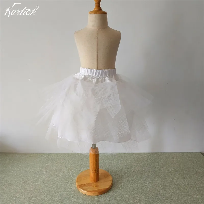 

New Children Petticoats for Flower Girl Dress White/Black/Red Kids Girls Wedding Accessories 3 Layers Short Crinoline Underskirt