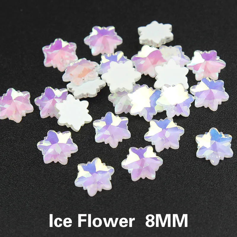 lce Flower 8mm Новое поступление 30 шт. дизайн ногтей Стразы Декор прозрачный AB белый низ Кристальные бусины камни для 3D украшения для ногтей - Цвет: lce Flower 8mm