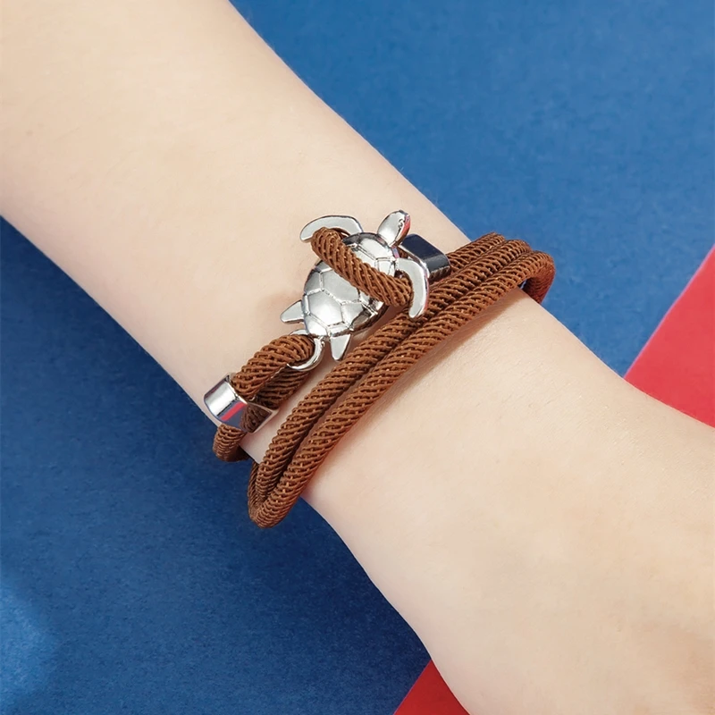 MKENDN Navy Style Turtle Multilayer Milan Rope Bracelet Charms Seablue Rope Men Women Beach Wristband Adjustable Jewelry Homme - Image 6