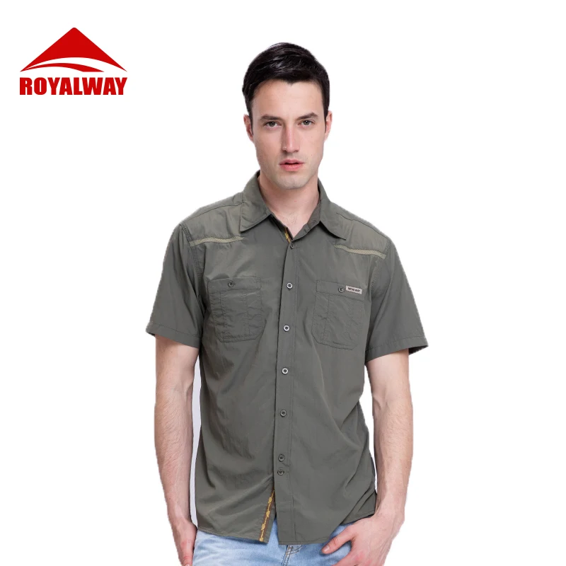 

ROYALWAY Quick Dry Outdoor Men's Summer Shirts Breathable Removable Sports Fishing Trekking Hiking Male Thin Clothing RFQM2228E