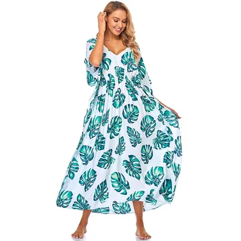 

Covered Woman Summer Beach Cover Up Cover-Ups New Rayon Skirt Loose Plus Size Dress Bikini Swimsuit Sun Proof Shirt Animal