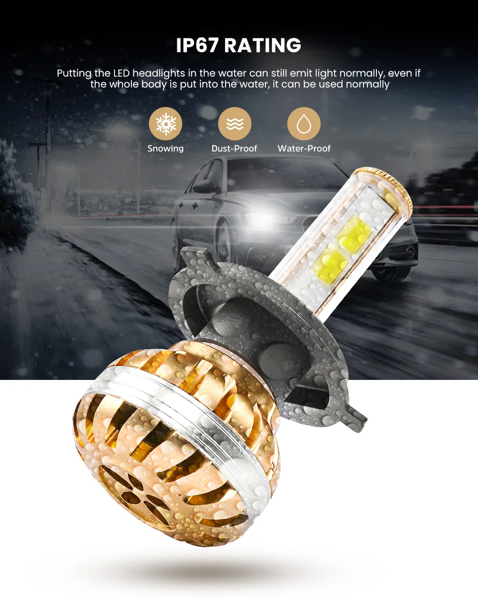 AOSHIKE Новые 2 шт S5 светодиодные лампы фар 72W 7200Lm Авто Передние фары 6000K белый желтый противотуманные фары DC 12V Автомобильные фары