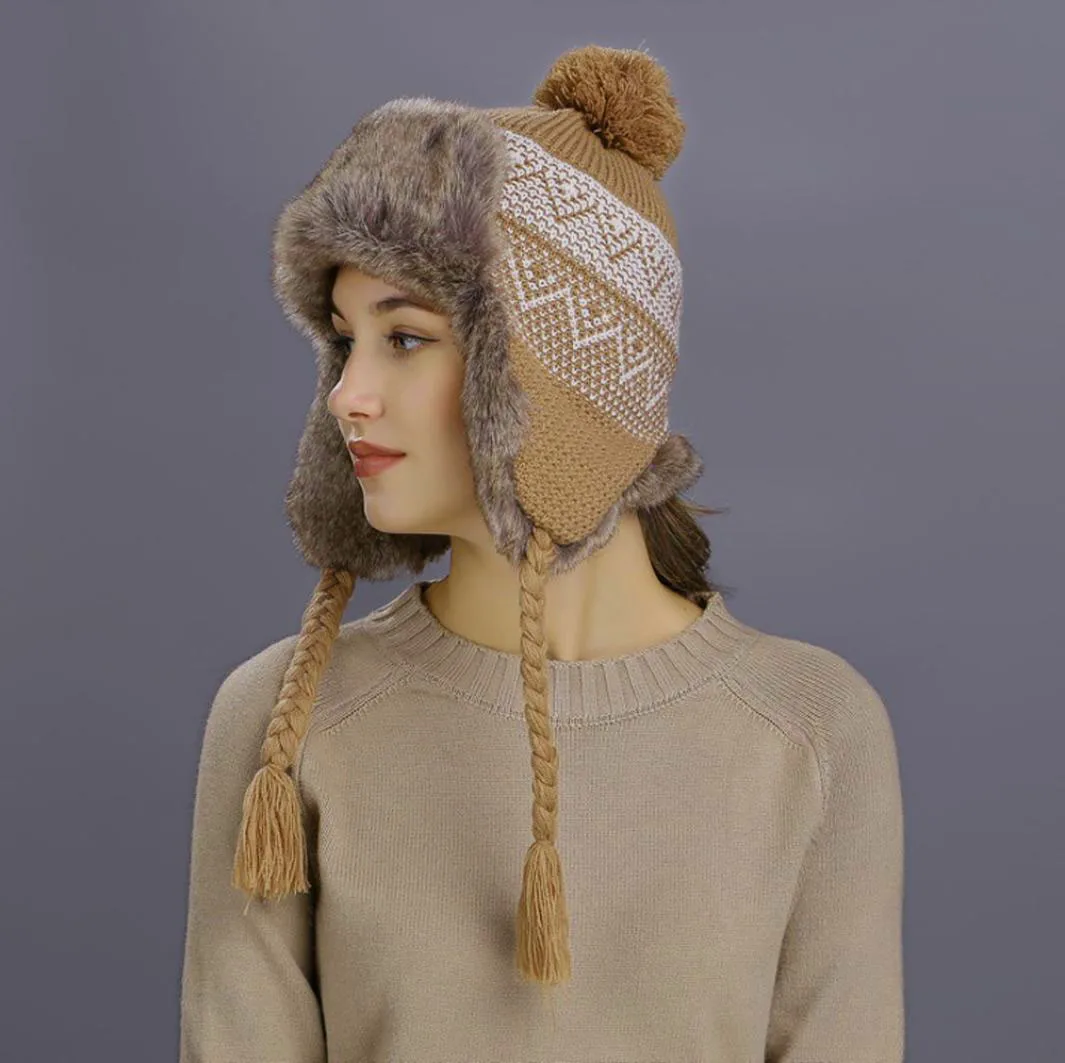 Мужская и женская теплая зимняя вязаная шапочка, кепка в стиле хип-хоп, шапка с ушками, Лыжная Толстая вязаная шерстяная шапка, шапка для мотоцикла