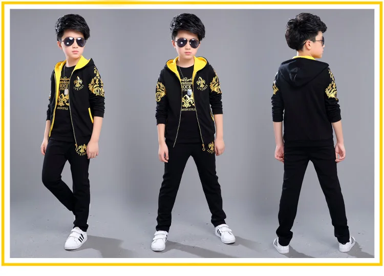 Розничная, детский спортивный костюм, костюм из трех предметов для мальчиков 4-13 лет, весенняя одежда, куртка+ брюки+ футболка