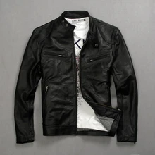 Фабричная Новинка, модные мужские Куртки из натуральной яловой кожи, повседневное приталенное пальто, фирменные куртки для мотоциклистов, размеры M-XXL