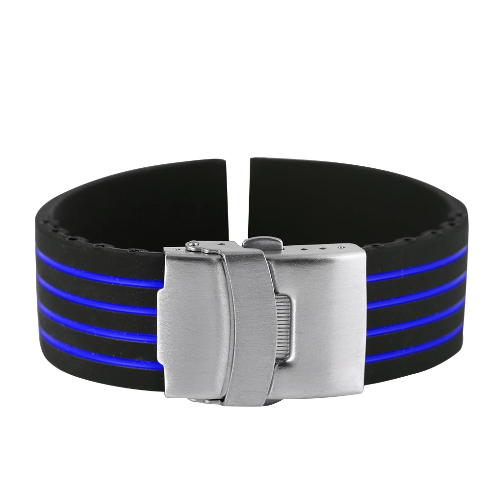 Ремешок сменный силиконовый для наручных часов синий водонепроницаемый Браслет