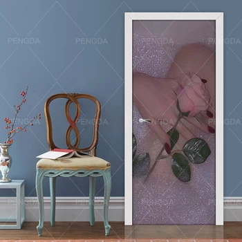 

3D Renovation Decal Self Adhesive Rose Flower Manicure Picture Home Decor Waterproof Print Artwork For Living Room Door Sticker