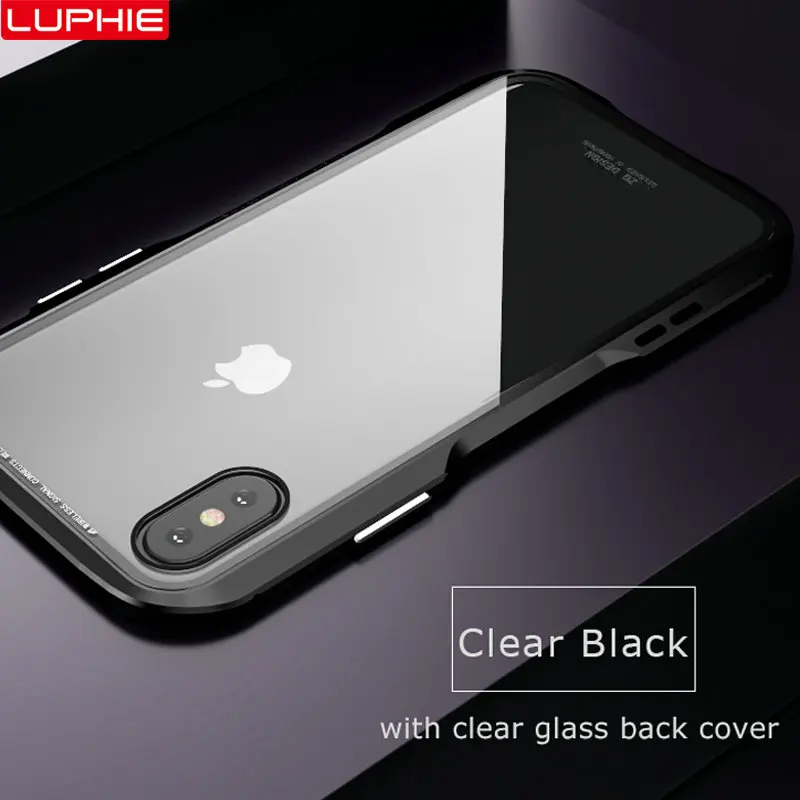 Магнитный чехол для iPhone X XS Max XR 8 7 Plus, Магнитный чехол s, прозрачная стеклянная задняя крышка, чехол для iPhone 7 8 Plus X, металлический бампер - Цвет: Clear Black