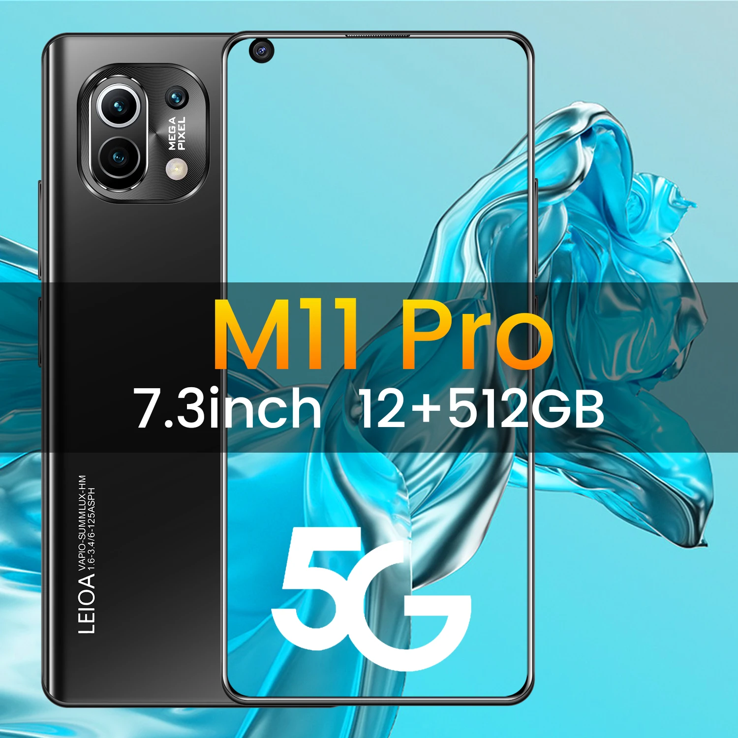 Global Version Phone Xiao M11 Pro Smartphones 7.3inch  Android10 Dual Sim12GB 512GB ROM MTK6889  Android 10.0 Deca Core Dual SIM