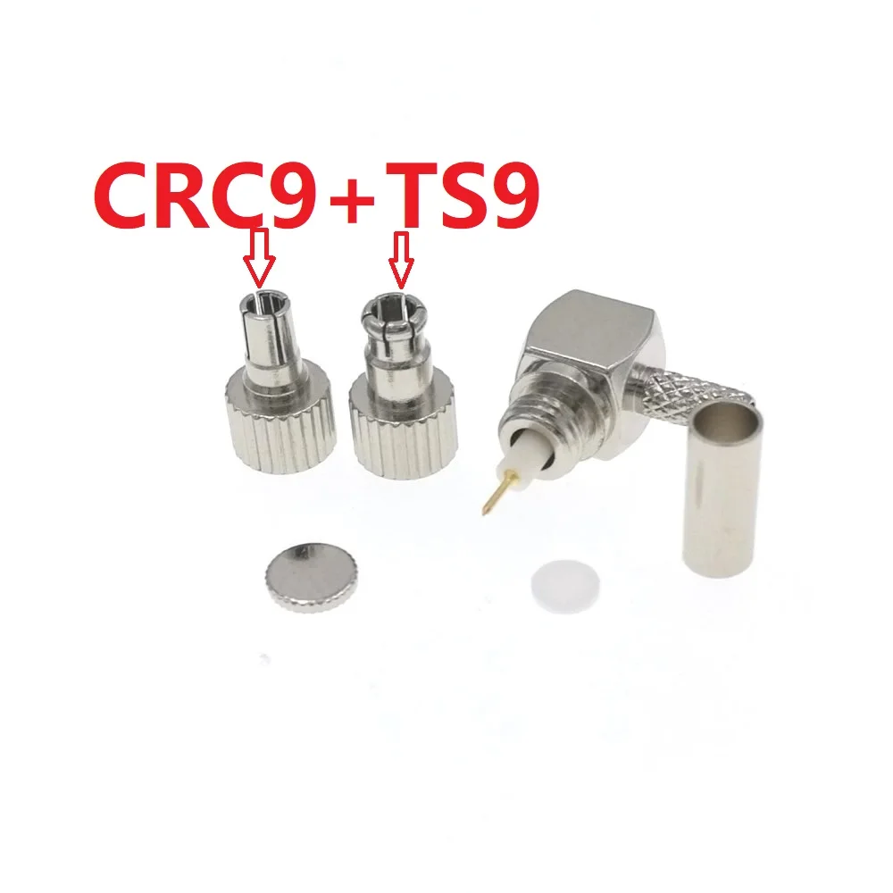 Crc9 macho + ts9 macho crimp ângulo direito para rg174 rg178 rg316 conector rf