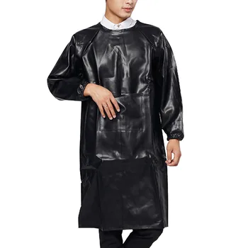 

Creative Long Sleeve Leather Cooking Baking Aprons Waterproof Oil-Proof Kitchen Restaurant Aprons for Women Man for Family Using