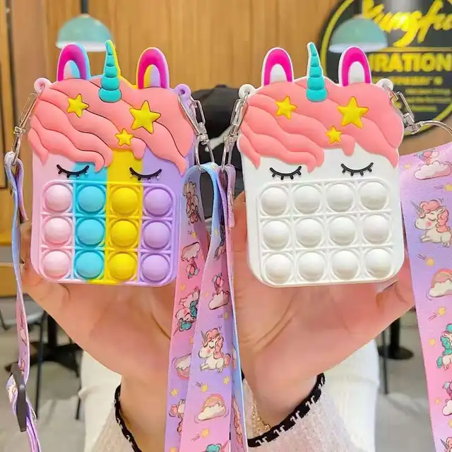 Mini Bag Fidgets Girls Toys Push Bubbles Squeeze Toys Silicone Key Purse Bag Stress Relief Game Backpack Phone Case 3