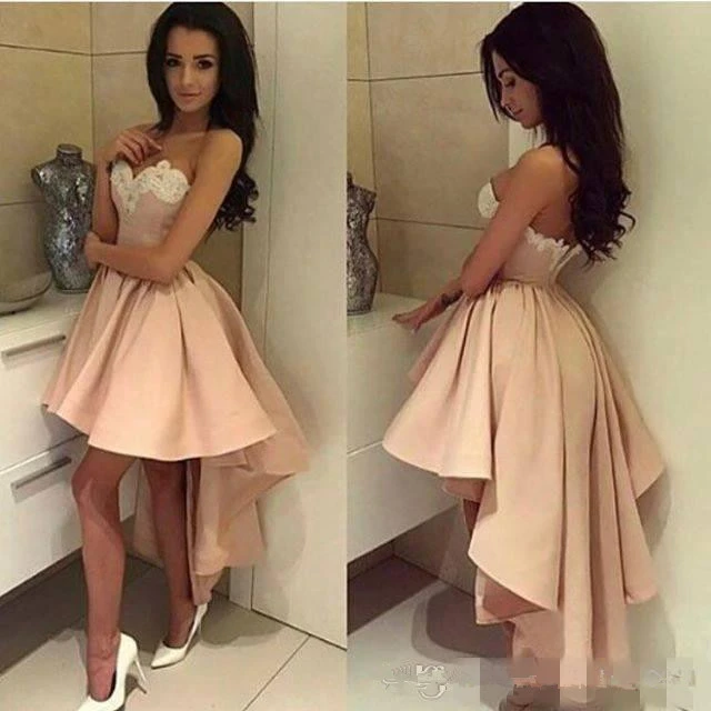 pink and white lace prom dress