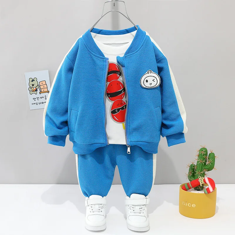 3pcs Toddler kids baby boys Cartoon coat+T shirt+pants Outfits boys  clothing