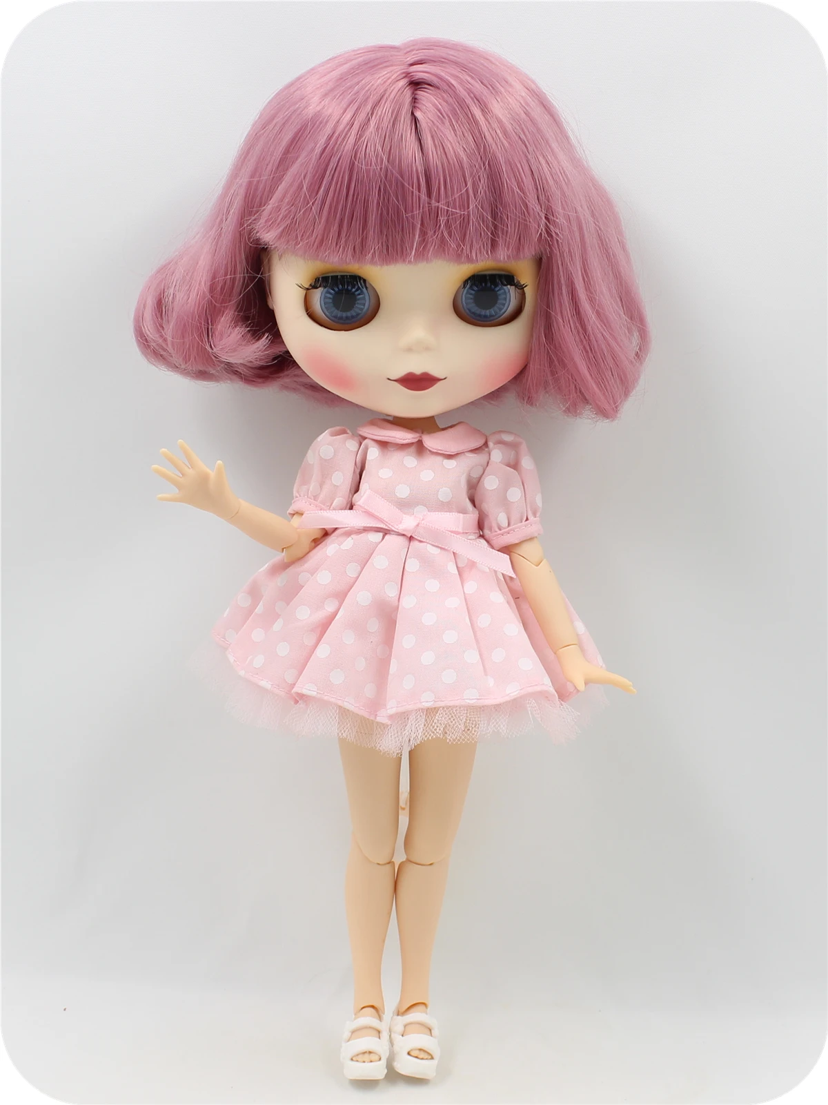 Neo Blythe Doll with Pink Hair, White Skin, Matte Cute Face & Factory Jointed Body 1