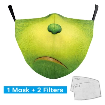 

3D Big Mouth Print Face Mask Cartoon Funny Adullt Masks Washable PM2.5 Fabric Mask Reusable Dust Protective With 2 Free Filters