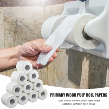 

10pcs Primary Wood Pulp Roll Paper Water Absorbent Bathroom Toilet Tissue KitchenTissue Bathroom Toilet
