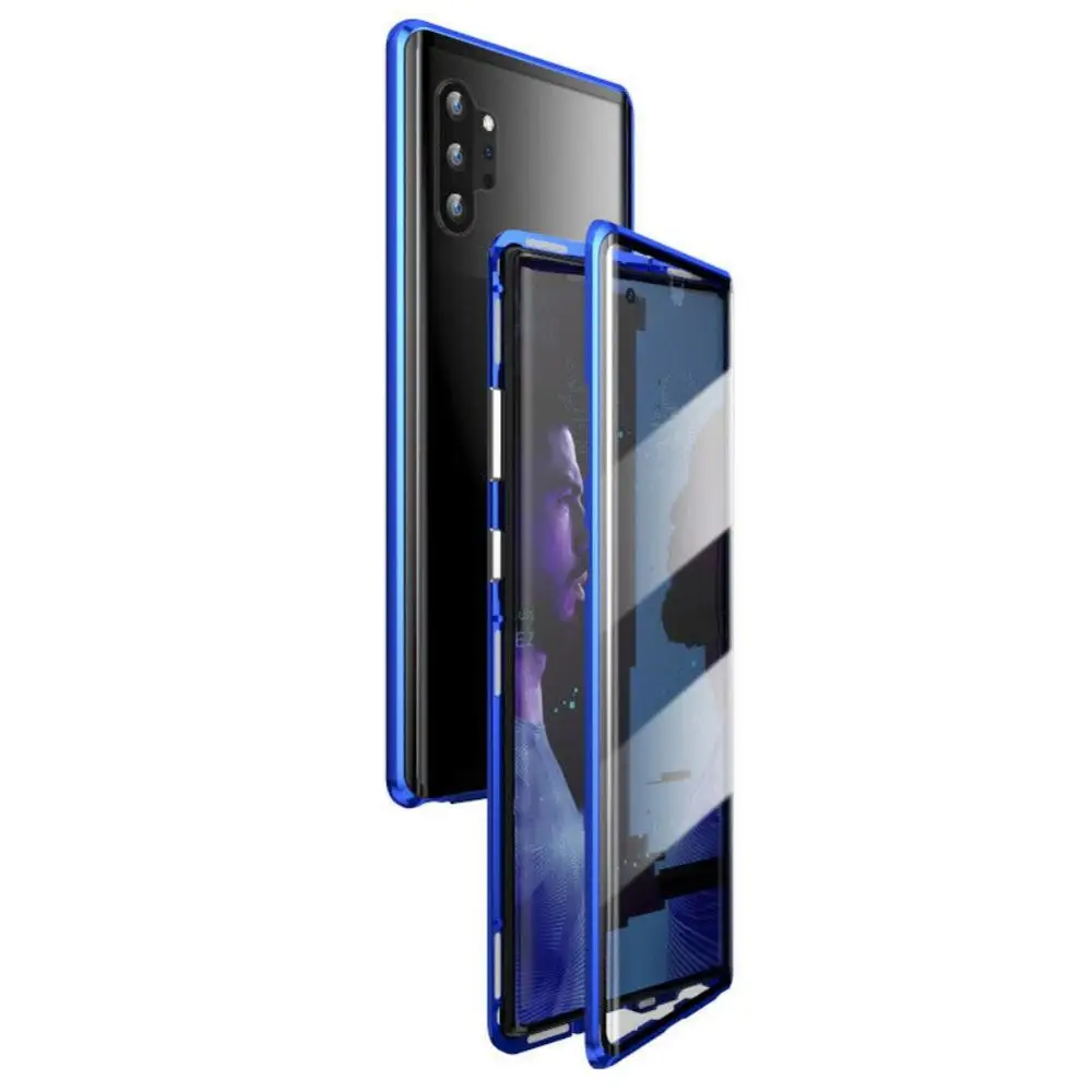 Для samsung Galaxy Note 10 плюс, поглощающая электромагнитное излучение для фронтального экрана+ задней панели Стекло защитой от ударов при падении и пылезащитный чехол Крышка - Цвет: For Note 10 Blue